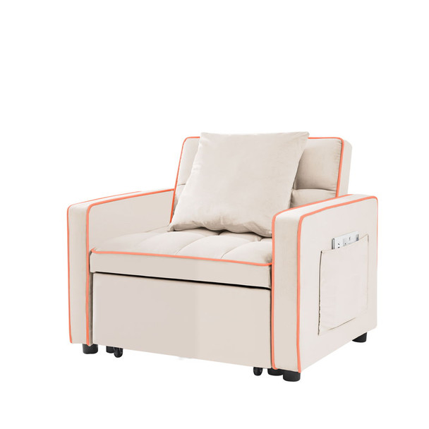 Modern Velvet 3 In 1 Sofa Bed Chair, Adjustable Recliner Modern Velvet 3 In 1 Sofa Bed Chair, Adjustable Recliner