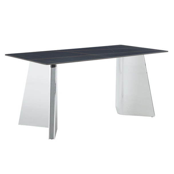 Modern Marble Patterned Dining Table With Stainless Steel Butterfly Legs
