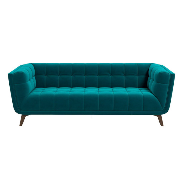 Addison - Large Velvet Sofa - Brown / Teal
