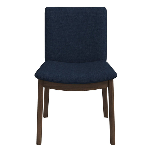 Laura - Linen Dining Chair (Set of 2) - Dark Blue / Dark Brown
