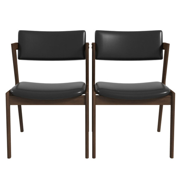 Edwin - Mid-Century Modern Dining Chair (Set of 2) - Black / Brown