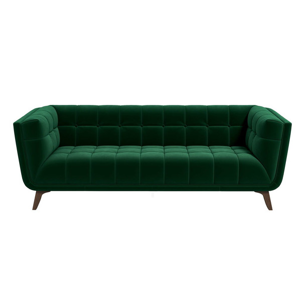 Addison - Large Velvet Sofa - Dark Green / Green