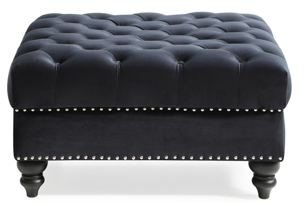 Elegant Traditional Upholstered Ottoman For Living Spaces - Black