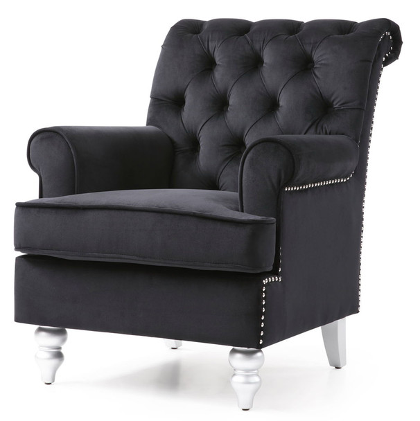 Elegant Round Arm Traditional Chair - Black