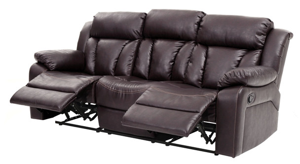 Comfortable Reclining Sofa - Dark Brown