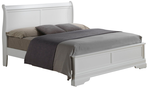 King Bed Sleigh Design - White