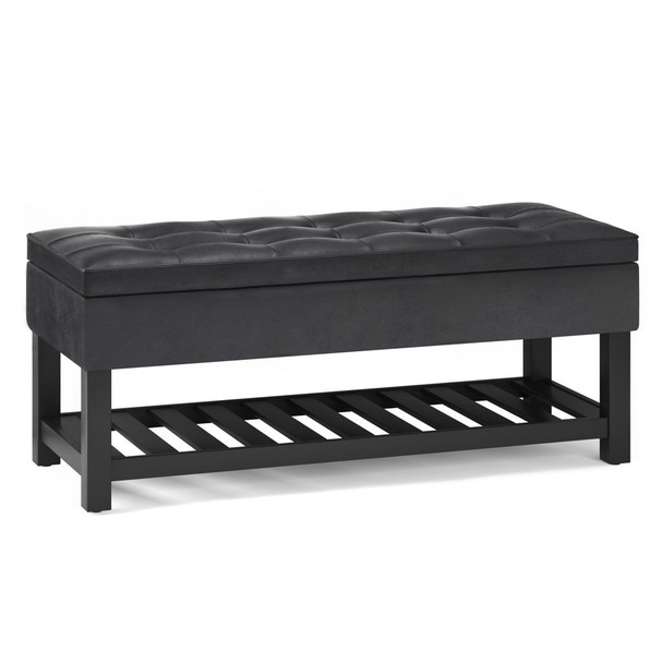 Cosmopolitan - Storage Ottoman Bench With Open Bottom - Distressed Black