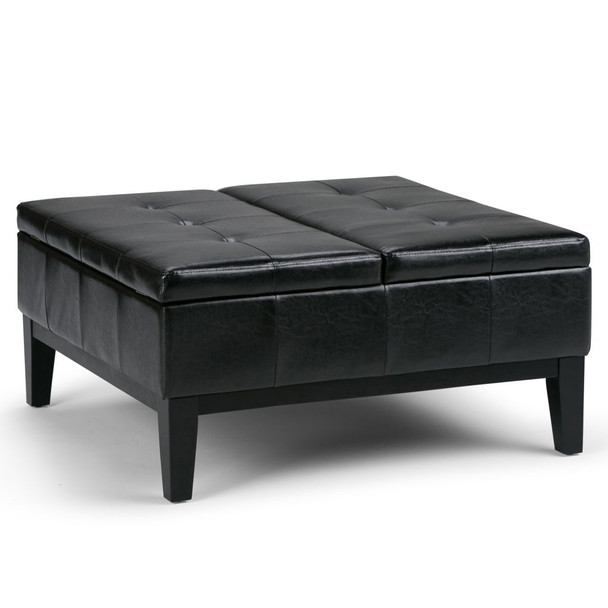 Dover - Square Coffee Table Storage Ottoman - Midnight Black