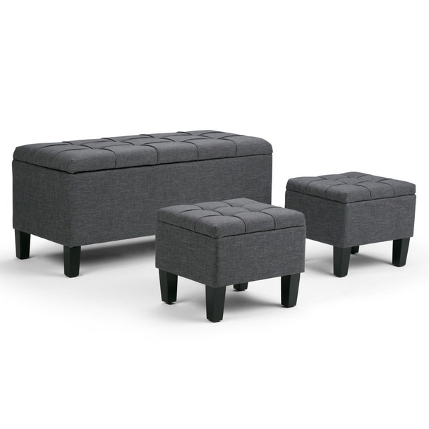 Dover - 3 Piece Storage Ottoman - Slate Gray