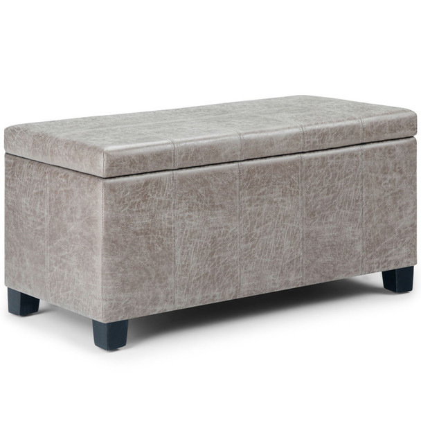 Dover - Storage Ottoman Bench - Distressed Gray Taupe