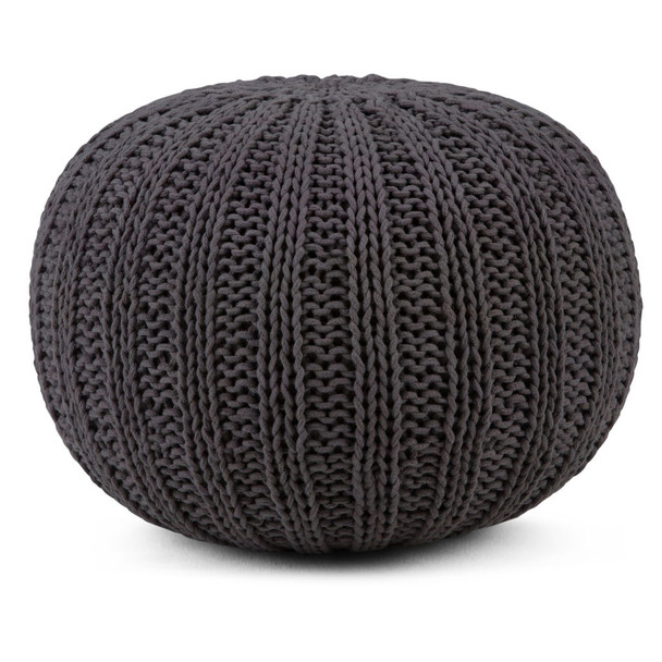 Shelby - Hand Knit Round Pouf - Slate Gray