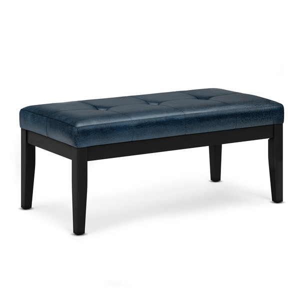 Lacey - Tufted Ottoman Bench - Distressed Dark Blue