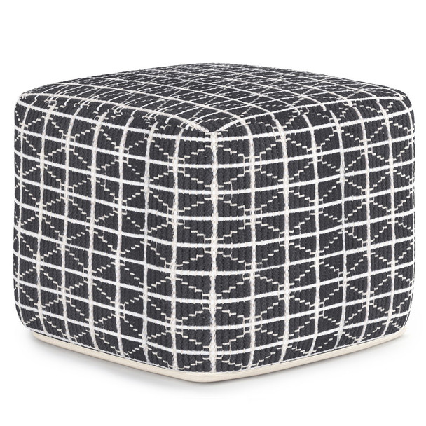 Noreen - Square Pouf - Slate Gray / White