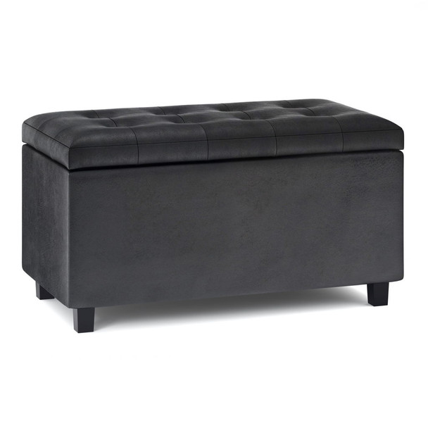 Cosmopolitan - Storage Ottoman - Distressed Black