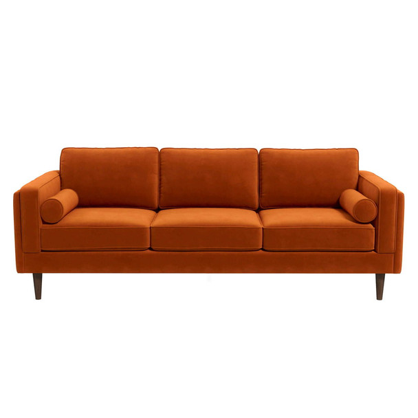 Amber - Mid-Century Modern Luxury Modern Velvet Sofa - Brown / Burnt Orange