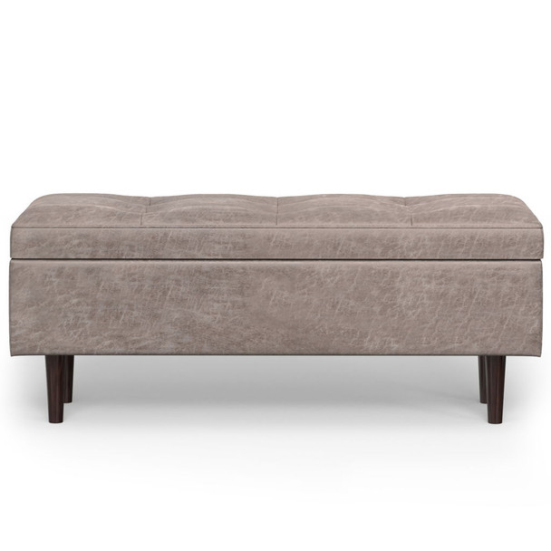 Shay - Mid Century Rectangular Storage Ottoman - Gray