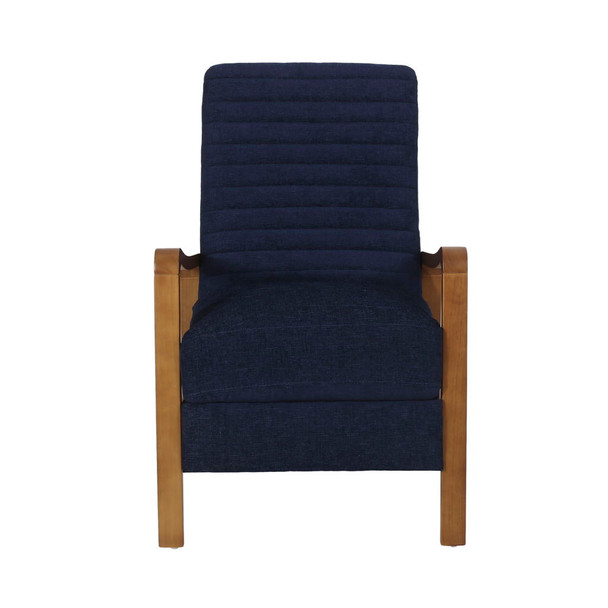 Wood Hand Manual Club Recliner - Navy Blue
