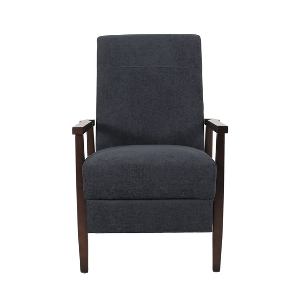 Wide Wood Hand Manual Club Recliner - Charcoal