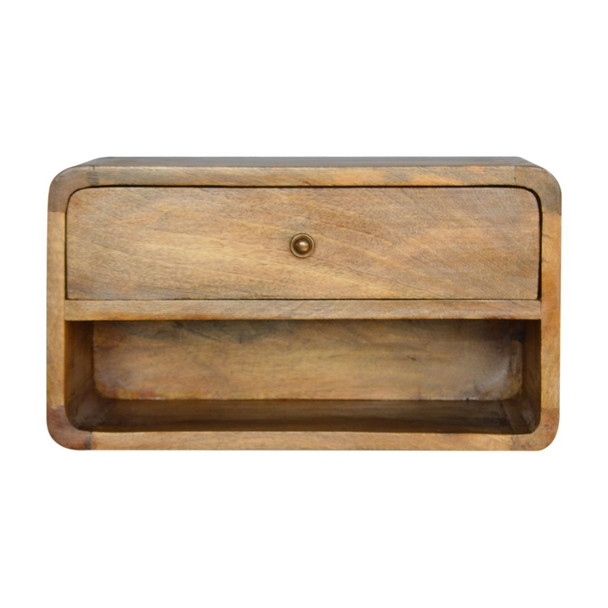 Floating Curve Open Slot Nightstand - Oak