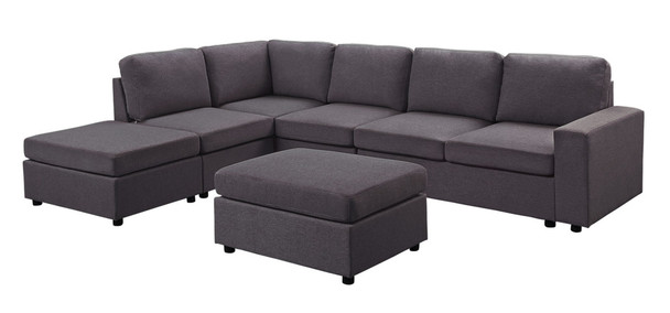Cassia - Modular Sectional Sofa With Ottoman - Dark Gray