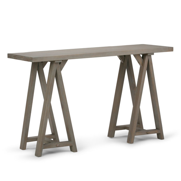 Sawhorse - Console Sofa Table - Distressed Gray