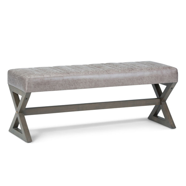 Salinger - Large Ottoman Bench - Distressed Gray Taupe