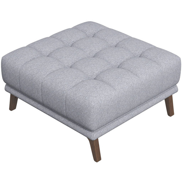 Addison - Square Upholstered Ottoman - Gray / Light Gray / Wood