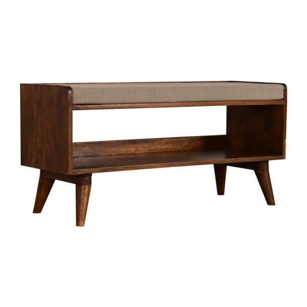 Nordic Storage Bench - Chestnut / Mud Linen
