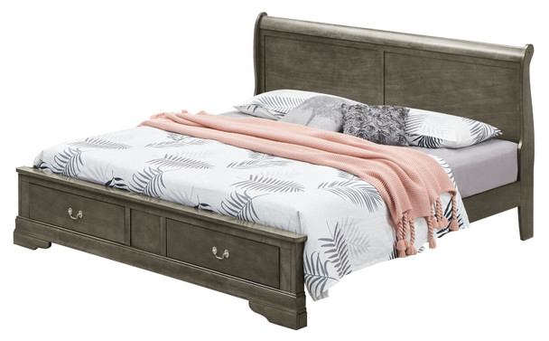 Louis Phillipe - Queen Elegant Storage Bed - Gray