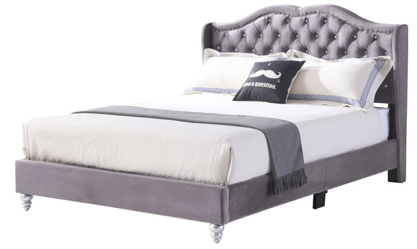 Queen Upholstered Transitional Bed - Gray