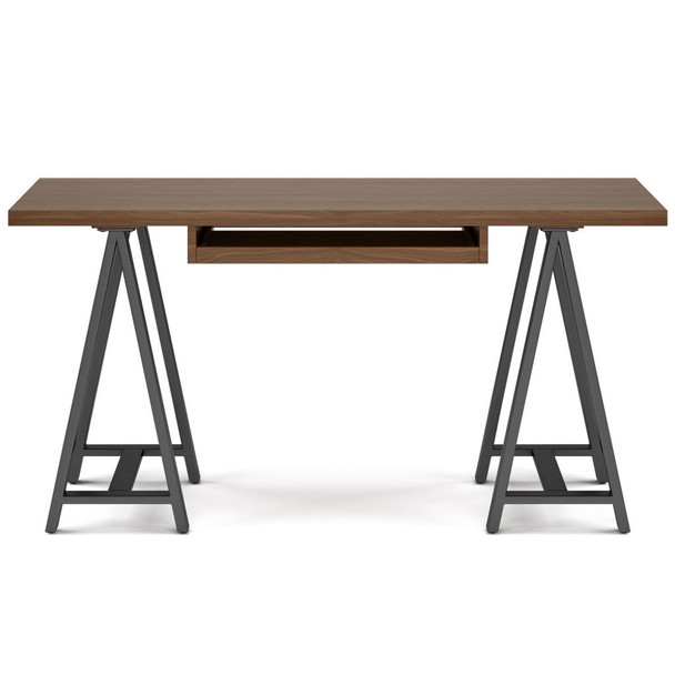 Sawhorse - Solid Walnut Veneer And Metal Desk - Walnut
