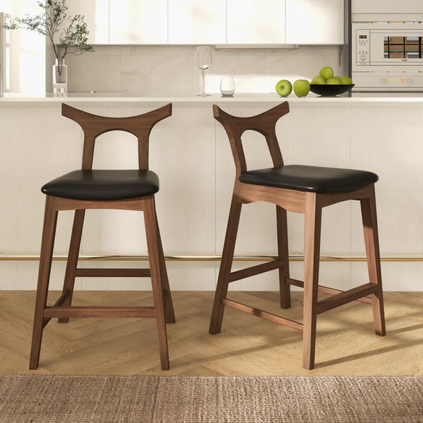 Hester - Upholstered Square Bar Chair (Set of 2) - Black / Brown