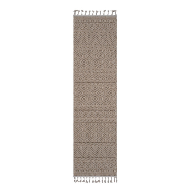 Guros - 2' X 8' Geometric Indoor / Outdoor Area Rug - Mocha