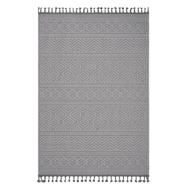 Guros - 5' X 7' Geometric Indoor / Outdoor Area Rug - White