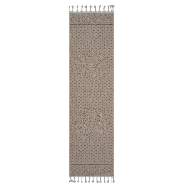 Guros - 2' X 8' Medallion Indoor / Outdoor Area Rug - Beige