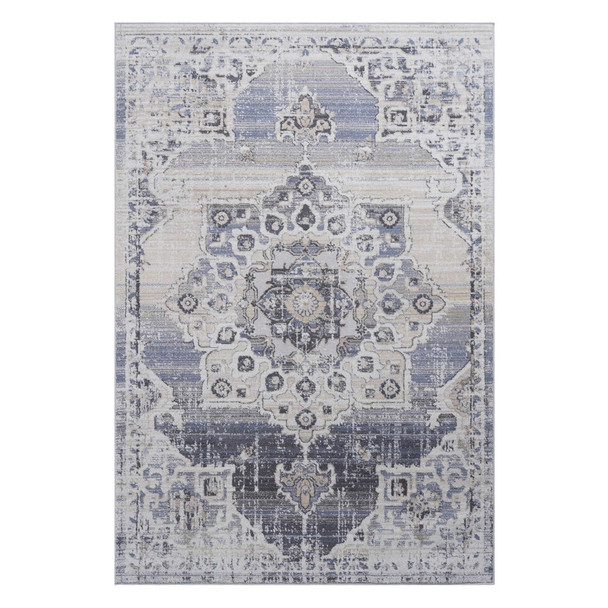 Payas - 5' X 7' Medallion Area Rug - Cream / Blue