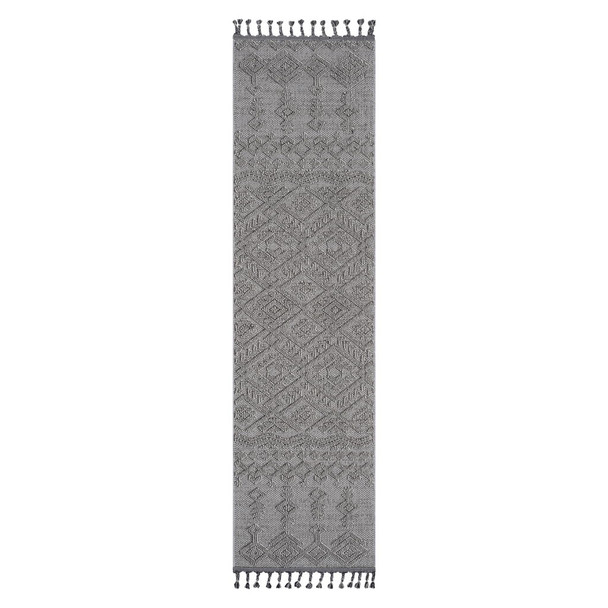 Guros - 2' X 8' Traditional Indoor / Outdoor Area Rug - Gray / White