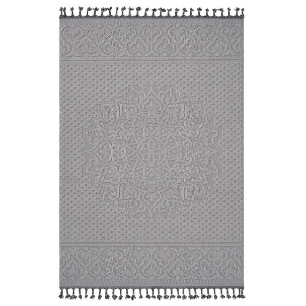 Guros - 6' X 9' Medallion Indoor / Outdoor Area Rug - White / Ivory