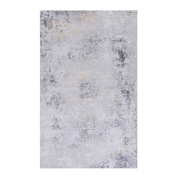 Maval - 9' X 12' Washable Area Rug - Gray / Gold