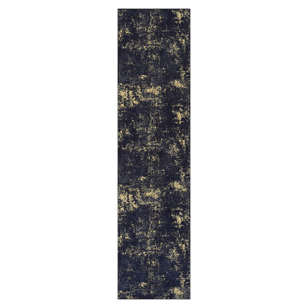 Maval - 2'6'' X 10' Washable Runner Rug - Black / Gold