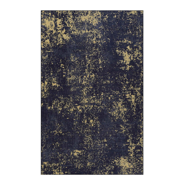 Maval - 4' X 6' Washable Area Rug - Black / Gold
