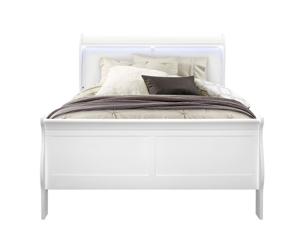 Charlston - Full Bed With LED - White