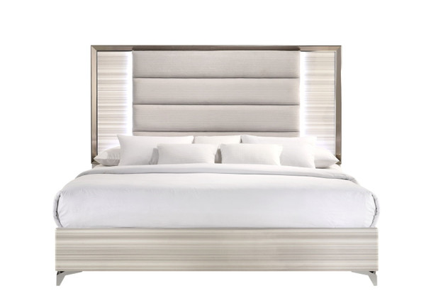 Star - King Bed With LED - White