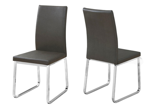 Upholstered Side Dining Chair Leather Look For Dining Room (Set of 2) - Gray