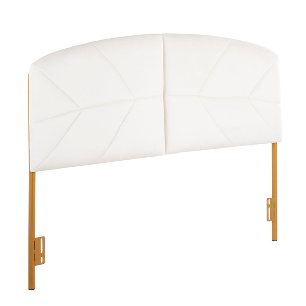 Lindsey - Queen Headboard Contemporary Glam - Gold / White