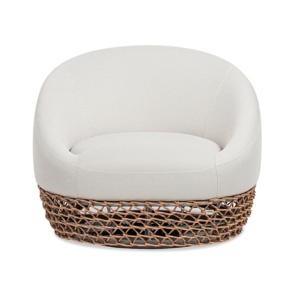 Willow - Upholstered Woven Patio Deep Seating Armchair, Wicker Frame - Wheat Beige / Golden Brown