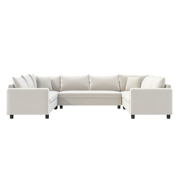 Modular Sectional Reversible U Shaped Couch Set, Free Combination Minimalist Style, Oversized 8 Seat Convertible Sofa - Cream