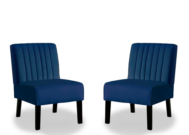 Reese - Mid-Century Modern Accent Chairs With Minimalist Design, Elegant Upholstery And Legs (Set of 2) - Dark Blue
