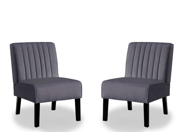Reese - Mid-Century Modern Accent Chairs With Minimalist Design, Elegant Upholstery And Legs (Set of 2) - Gray