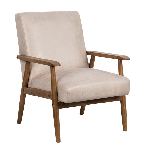Wide Classic Mid-Century Modern Arm Chair - Light Camel